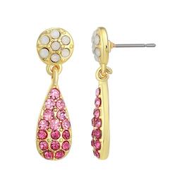 Roman Gold-Tone Crystal Pave Round & Pear Drop Earrings