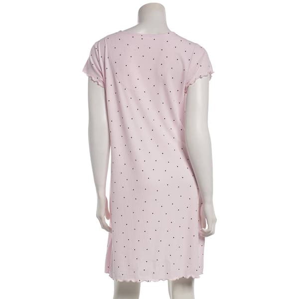 Womens Laura Ashley® Short Sleeve Ribbed Dot Nightshirt