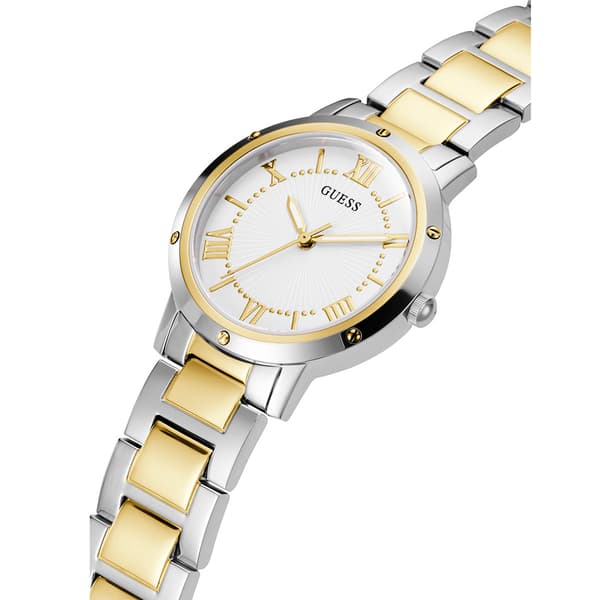 Womens Guess Silver/Gold-Tone White Dial Watch - GW0404L2