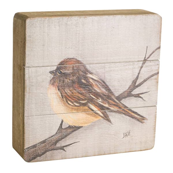 Melrose Rustic Wood Bird Plaque - Set of 4