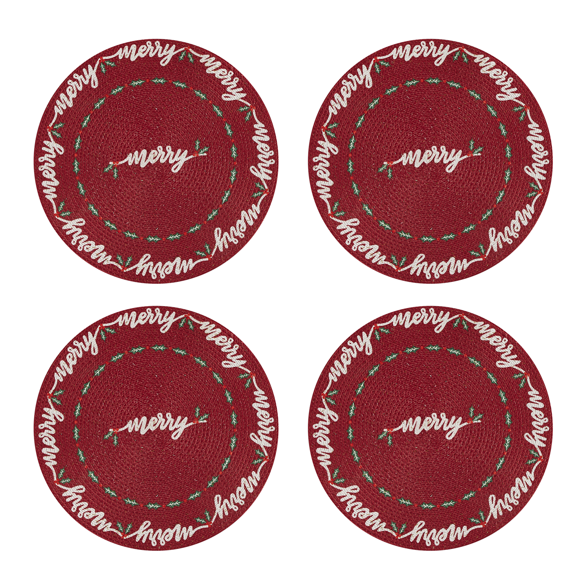 Avanti Merry Holly Round Placemats - Set of 4