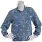 Juniors No Comment Denim Bomber Jacket with Bows - image 2