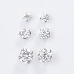 White Gold Round Cubic Zirconia Earrings Set