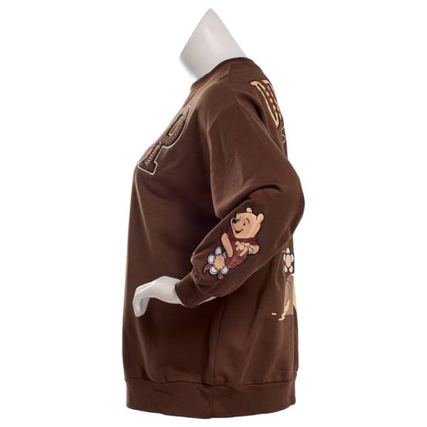 Juniors Freeze Pooh Chenille Applique Embroidered Fleece Pullover