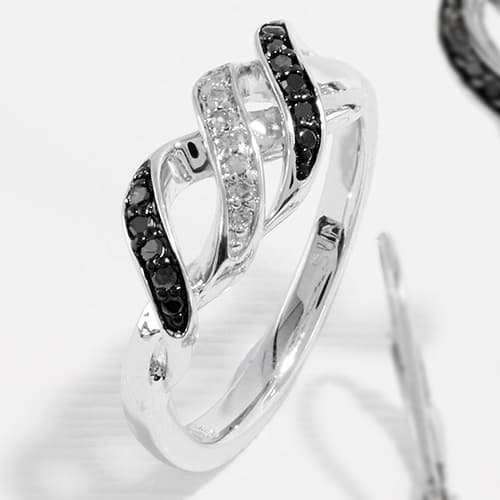 Diamond Classics&#40;tm&#41; Stainless Steel 1/10ctw. Diamond Ring - image 