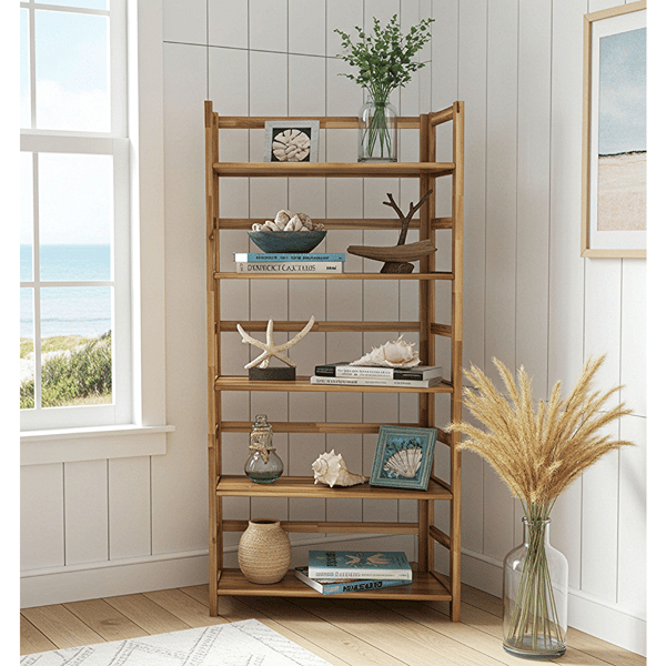 Fairway Avenue Home™ Solid Acacia 5 Tier Folding Bookcase