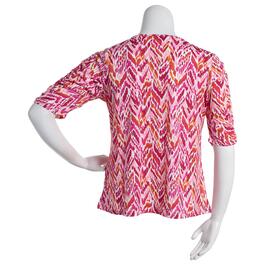 Plus Size Emily Daniels Elbow Sleeve Shirred Abstract Tee-PINKO