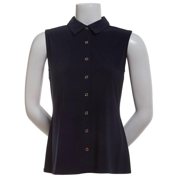 Womens Tommy Hilfiger Sleeveless Button Front Knit Blouse - image 