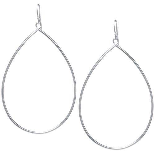 Fine Silver Plated Open Teardrop Earrings with French Wire - image 