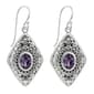 Marsala Fine Silver Plated Marcasite & Amethyst CZ Earrings - image 1
