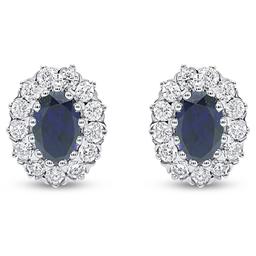 Nova Star® 6x4mm Oval Lab-Grown Sapphire Stud Earrings