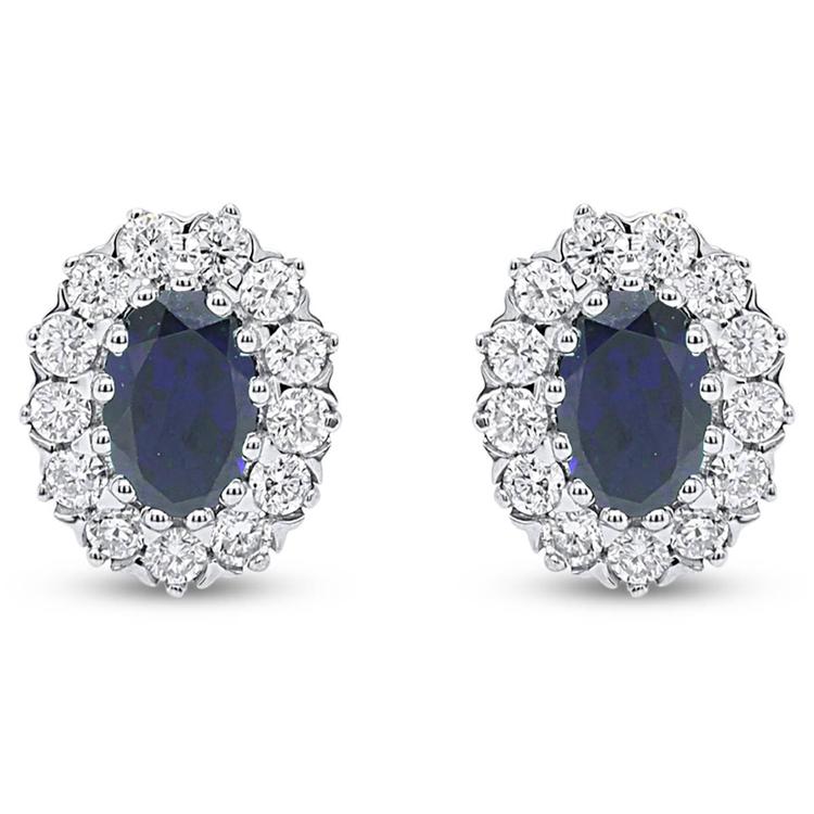 Nova Star® 6x4mm Oval Lab-Grown Sapphire Stud Earrings