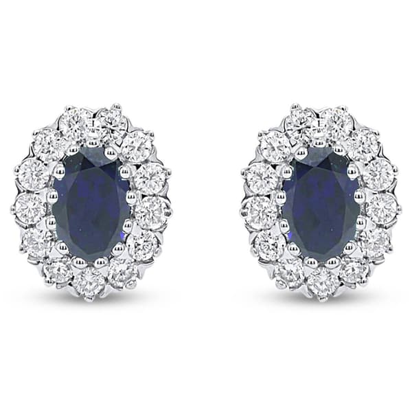 Nova Star® 6x4mm Oval Lab-Grown Sapphire Stud Earrings