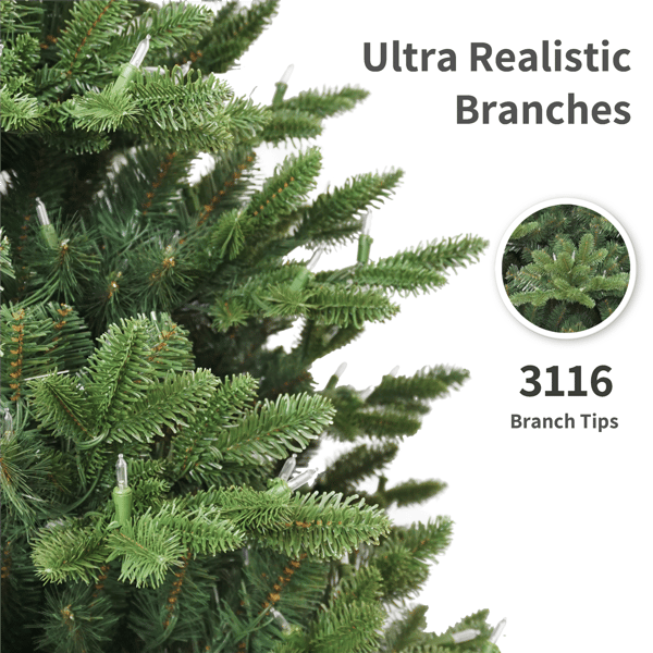 Puleo International 6.5ft. Pre-Lit Noble Fir Christmas Tree