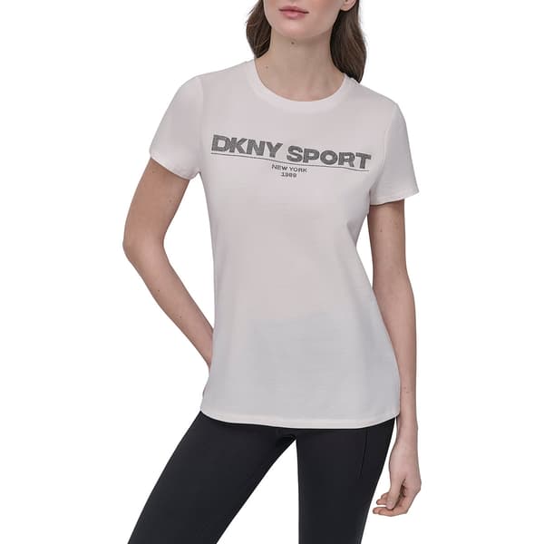 Womens DKNY Sport Rhinestone Logo Short Sleeve Tee - image 