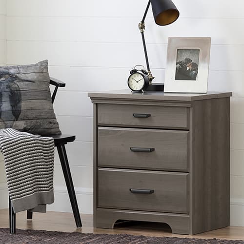 South Shore Versa Nightstand with Charging Station &amp; Drawers