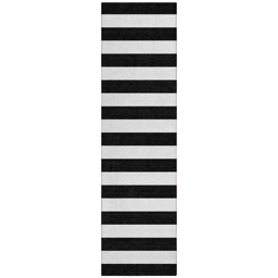 HomeRoots Black & White Stripe Non-Skid Indoor/Outdoor Runner
