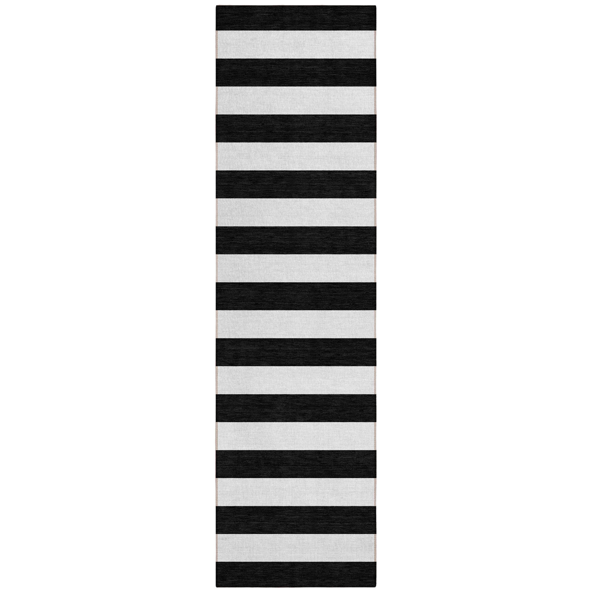 HomeRoots Black & White Stripe Non-Skid Indoor/Outdoor Runner