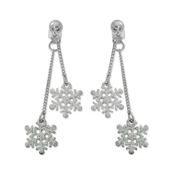 1.75in. Double Drop Snowflake Glitter Earrings - image 