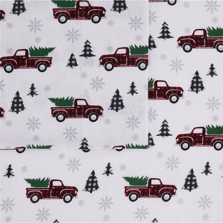 Truly Soft Holiday Truck Flannel Sheet Set
