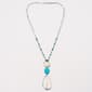 Ashley Cooper(tm) Rhodium-Tone Turquoise Bead Oval Pendant Necklace - image 1
