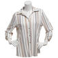 Womens Cure 3/4 Sleeve Ribbed Button Front Stripe Blouse - image 1