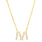 Sterling Silver Gold M Initial Cubic Zirconia Necklace - image 1