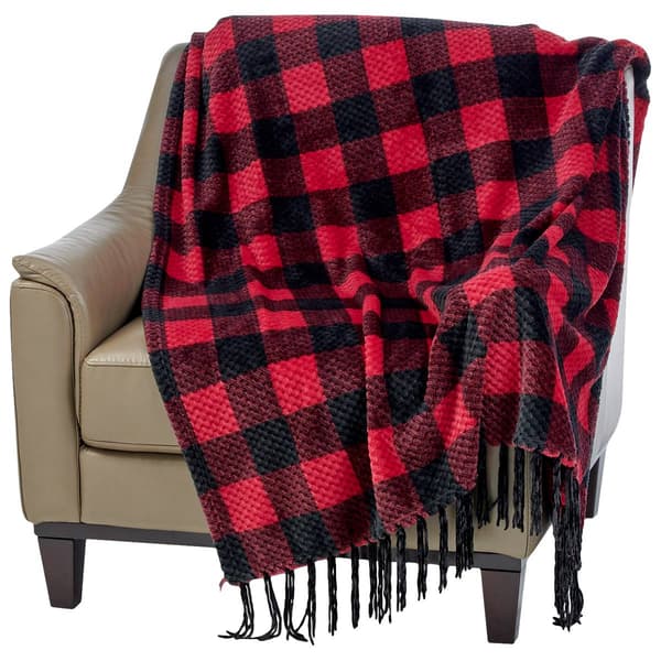 Mountain Ridge Classic Buffalo Fringe Popcorn Throw