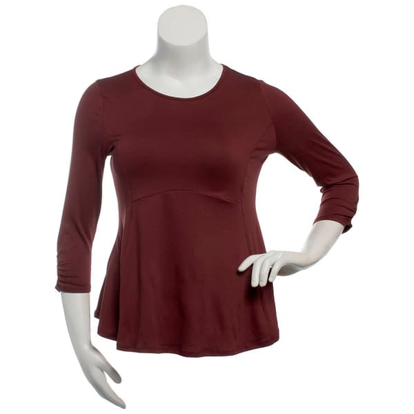 Plus Size Bobeau 3/4 Sleeve Solid Babydoll Tee