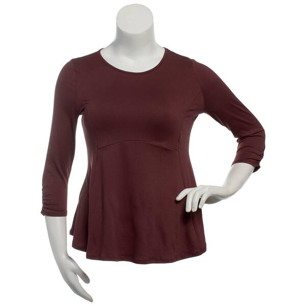Plus Size Bobeau 3/4 Sleeve Solid Babydoll Tee - image 