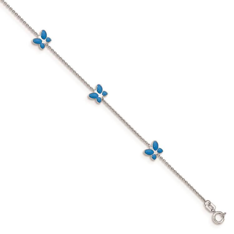 Gold Classics(tm) 14kt. White Gold Blue Enameled 10in. Anklet