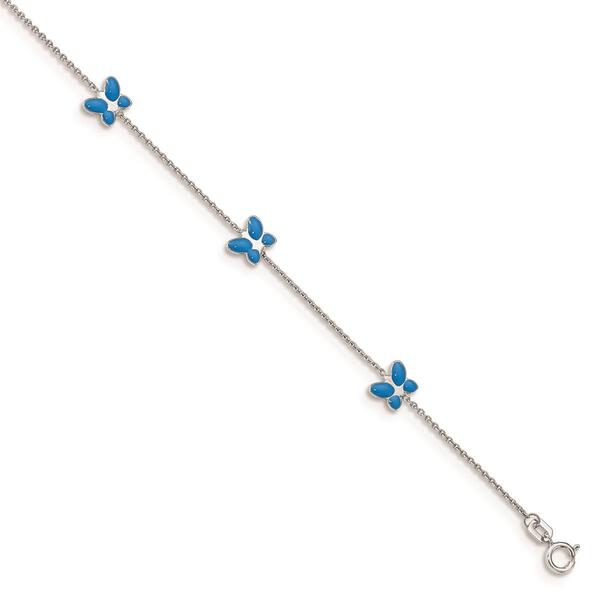 Gold Classics&#40;tm&#41; 14kt. White Gold Blue Enameled 10in. Anklet - image 