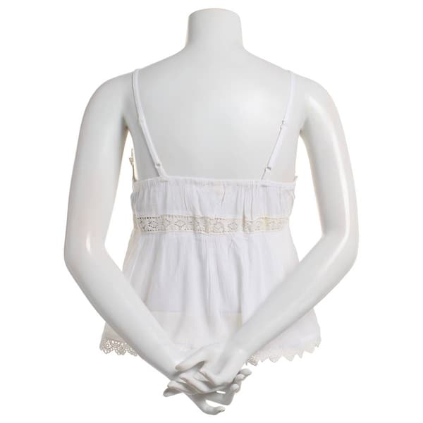 Juniors Derek Heart Lace Trim Button Front Tank Top