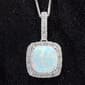 Gemstone Classics(tm) Sterling Silver Opal & Sapphire Halo Necklace - image 1