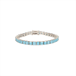 Saffron Silver-Tone Square Tennis Bracelet with Turquoise CZ - image 1