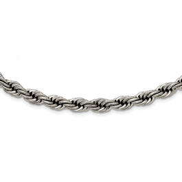 Mens Gentlemen's Classics&#40;tm&#41; Stainless Steel 7mm Rope Necklace