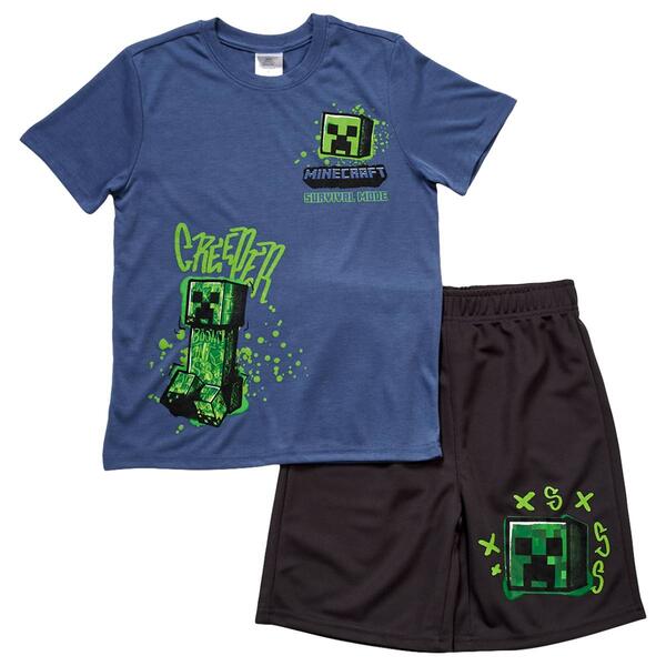 Boys &#40;8-16&#41; Minecraft Creeper Survival Mode 2pc. Top & Shorts Set - image 