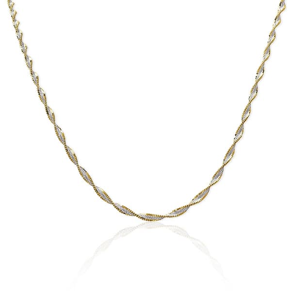 Gianni Argento 18in. Two-Tone Herringbone Chain Necklace - image 