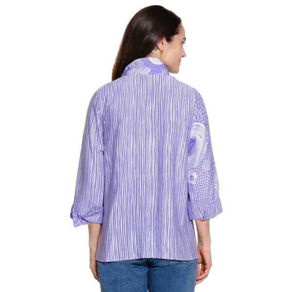 Womens Ali Miles Stripe and Dot Button Front Blouse