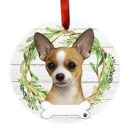 E&S Pets Chihuahua Tan and White Wreath Ornament