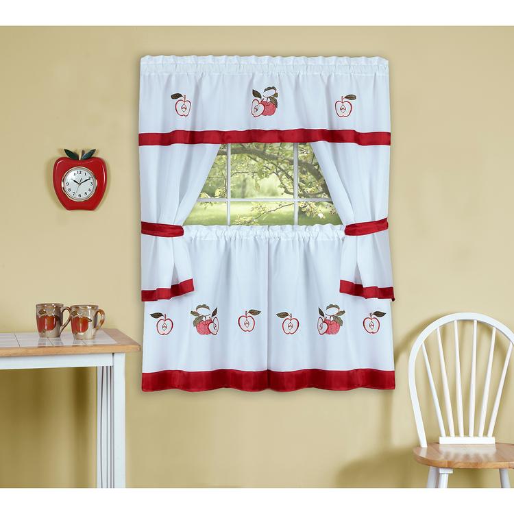 Achim Gala Embellished Cottage Kitchen Curtain Set
