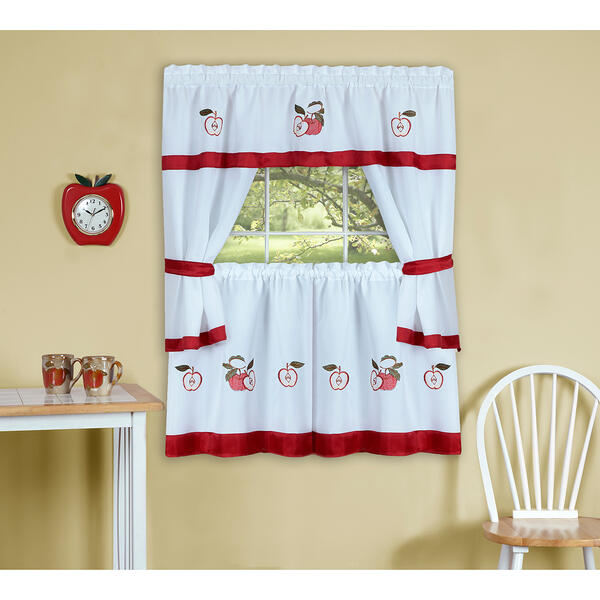 Achim Gala Embellished Cottage Kitchen Curtain Set - image 