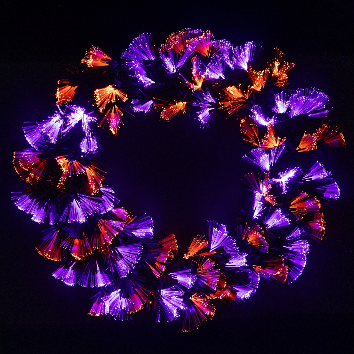 Open Video Modal for Northlight 24in. Black Fiber Optic Artificial Halloween Wreath