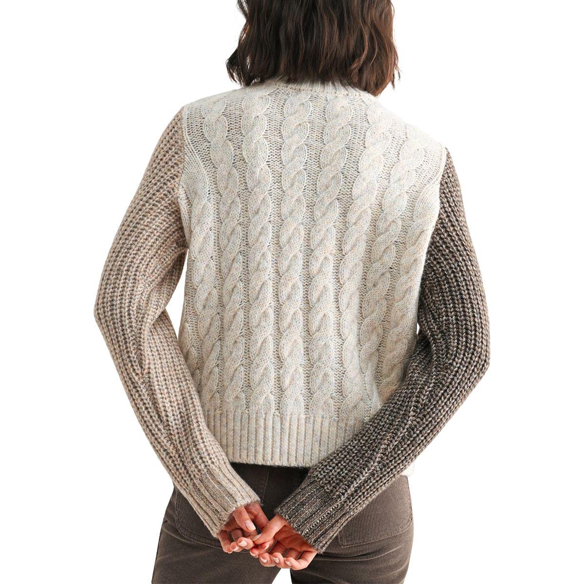 Womens CITY BLUES Long Sleeve Patchwork Cable Sweater