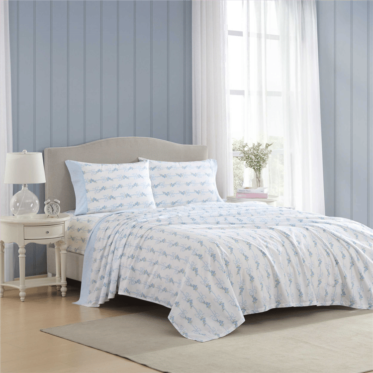Laura Ashley® Floral Ribbon Percale Sheet Set