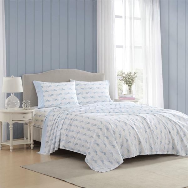 Laura Ashley® Floral Ribbon Percale Sheet Set
