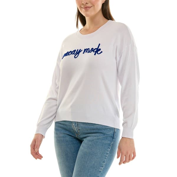 Womens Zac & Rachel Long Sleeve Solid Knit Vacay Mode Sweater