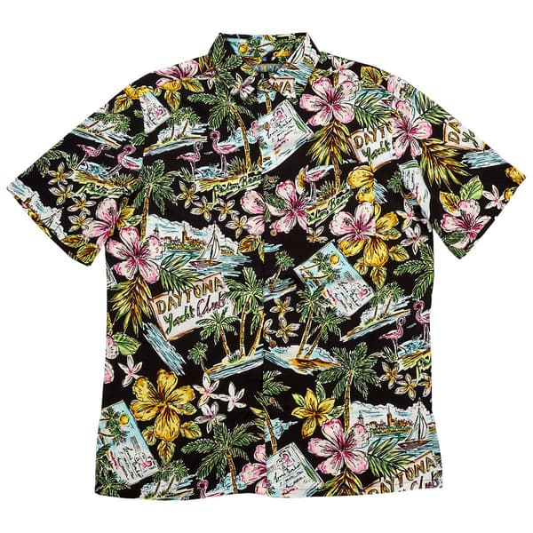 Mens Campia Neon Tropical Button Down Shirt - Black - image 