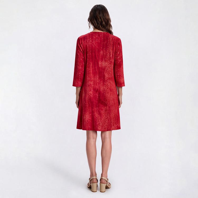 Womens Cocomo 3/4 Sleeve Tie Dye Sequin Shift Dress