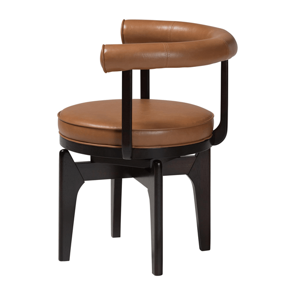 Baxton Studio Delacruz Swivel Faux Leather Dining Chair